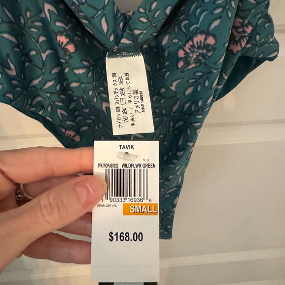 NWT Tavik Penelope Slinky Rib One Piece Swimsuit in Wildflower Green - Small - Picture 4 of 6